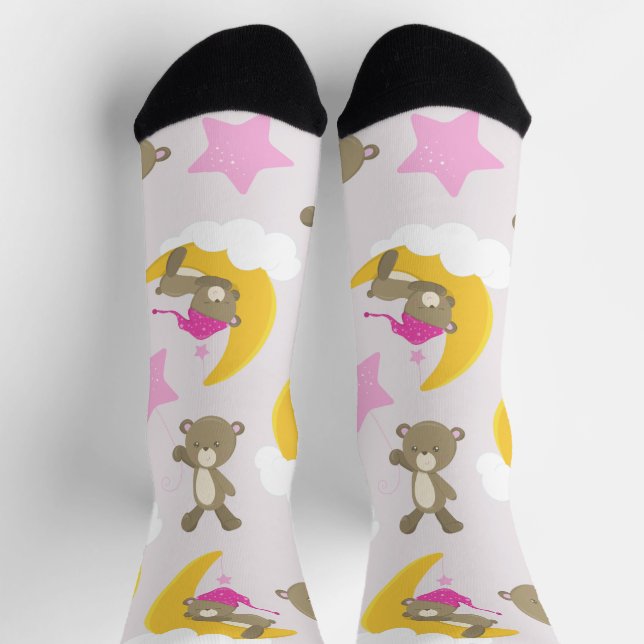 Pattern Of Bears, Teddy Bears, Cute Bears, Stars Socks (Top)