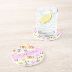 Pattern Of Bears, Teddy Bears, Stars, Your Name Coaster