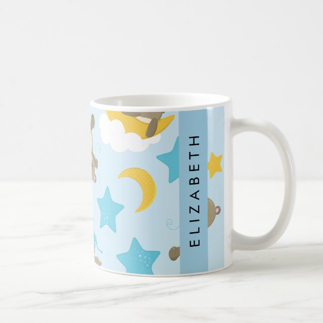 Pattern Of Bears, Teddy Bears, Stars, Your Name Coffee Mug (Right)