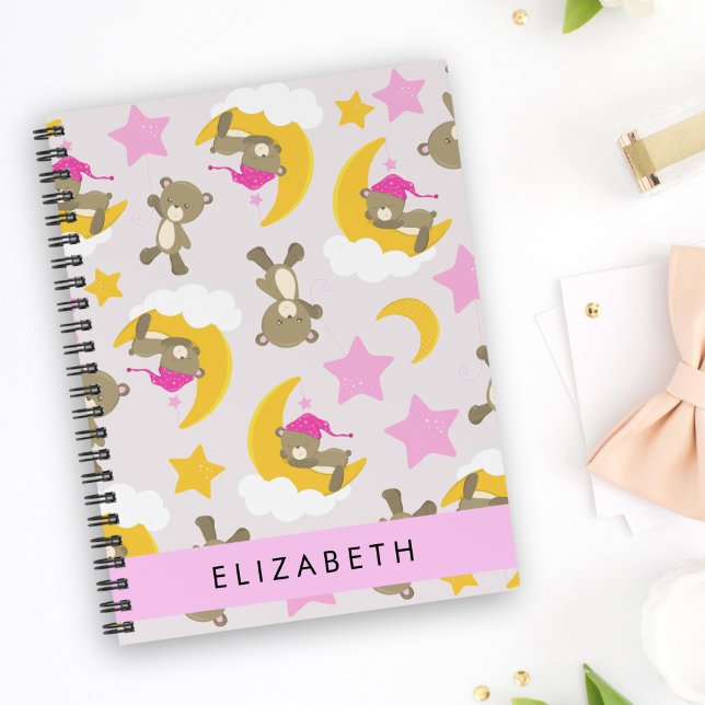 Pattern Of Bears, Teddy Bears, Stars, Your Name Notebook (Creator Uploaded)