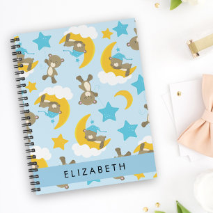 Pattern Of Bears, Teddy Bears, Stars, Your Name Notebook