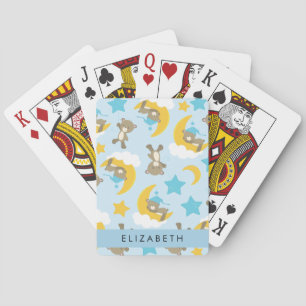 Pattern Of Bears, Teddy Bears, Stars, Your Name Playing Cards