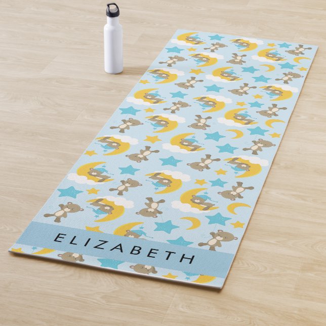Pattern Of Bears, Teddy Bears, Stars, Your Name Yoga Mat (In Situ)