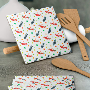 Pattern Of Berries, Redberry, Blueberry, Fruit Ceramic Tile