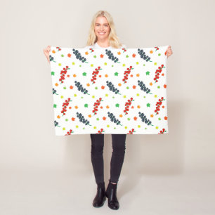 Pattern Of Berries, Redberry, Blueberry, Fruit Fleece Blanket