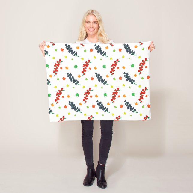 Pattern Of Berries, Redberry, Blueberry, Fruit Fleece Blanket (In Situ)