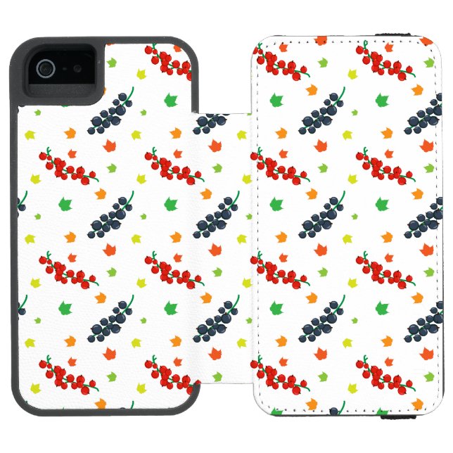Pattern Of Berries, Redberry, Blueberry, Fruit Incipio iPhone Wallet Case (Folio Open)