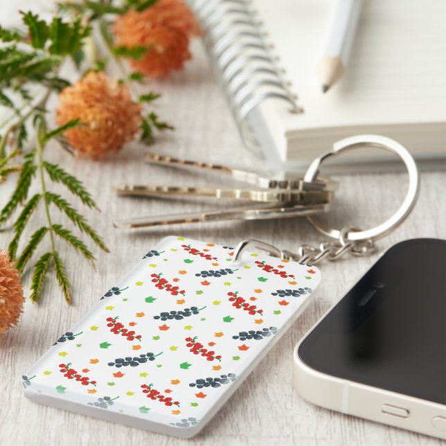 Pattern Of Berries, Redberry, Blueberry, Fruit Key Ring (Front Right)