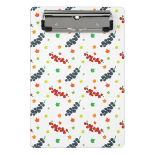 Pattern Of Berries, Redberry, Blueberry, Fruit Mini Clipboard