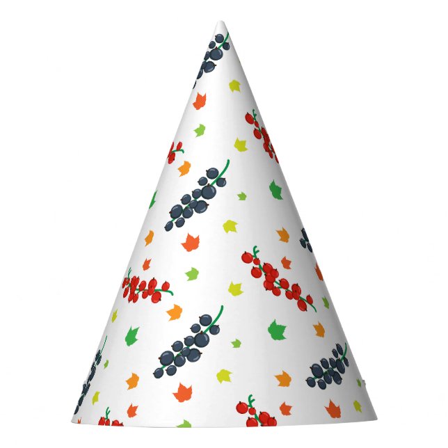 Pattern Of Berries, Redberry, Blueberry, Fruit Party Hat (Front)