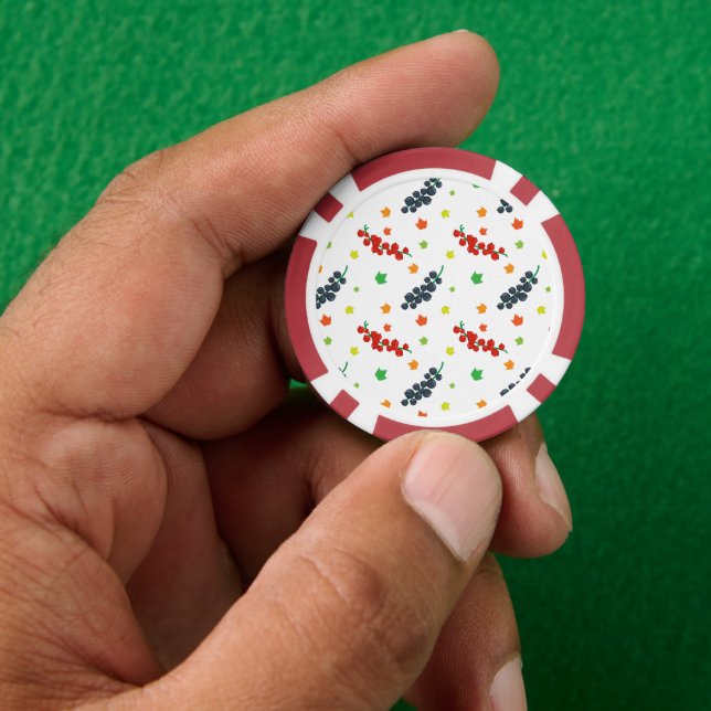 Pattern Of Berries, Redberry, Blueberry, Fruit Poker Chips (Hand)
