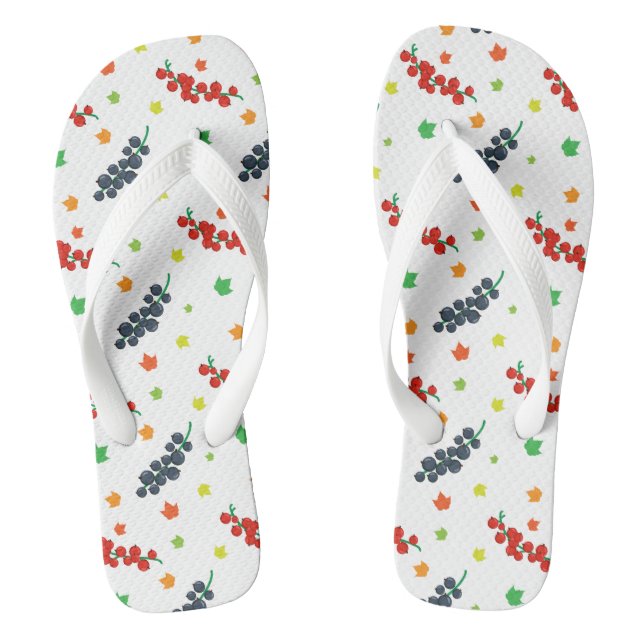 Pattern Of Berries, Redberry, Blueberry, Fruit Thongs (Footbed)
