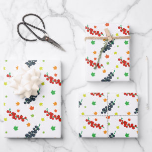 Pattern Of Berries, Redberry, Blueberry, Fruit Wrapping Paper Sheet