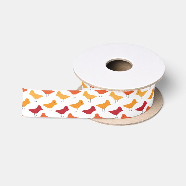 Pattern of Birds Satin Ribbon (Spool)