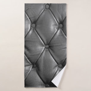 pattern of black genuine leather texture using as  bath towel