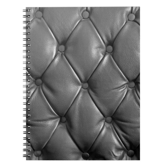 pattern of black genuine leather texture using as  notebook (Front)