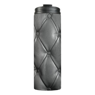 pattern of black genuine leather texture using as  thermal tumbler