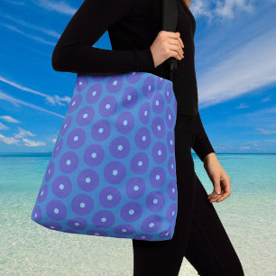 Pattern of Blue Discs on a large Crossbody Bag