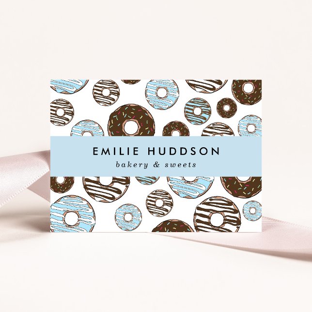 Pattern Of Blue Doughnuts, Cake Shop, Pastry Shop Business Card (Creator Uploaded)