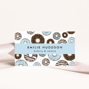 Pattern Of Blue Doughnuts, Cake Shop, Pastry Shop Business Card