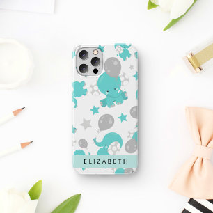 Pattern Of Blue Elephants, Stars, Your Name iPhone 16 Case