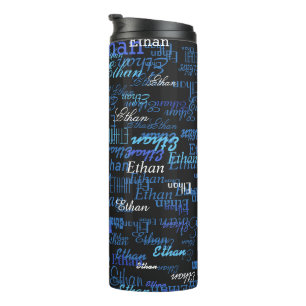 Pattern of Blue Names (create your own) Thermal Tumbler