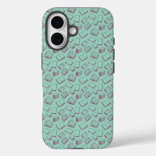 Pattern of Books in Dark Red iPhone 16 Case