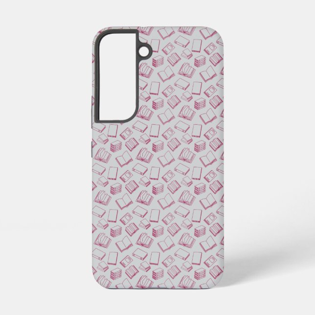 Pattern of Books in Dark Red Samsung Galaxy S22 Case (Back)