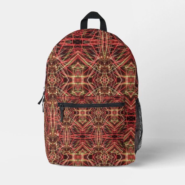 Pattern of Bright Colours and Black Background Printed Backpack (Front)