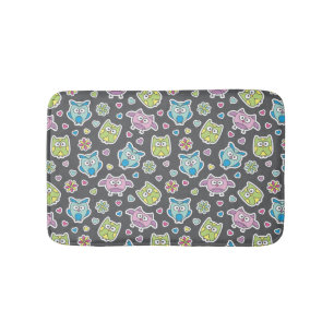 pattern of cartoon owls bath mat
