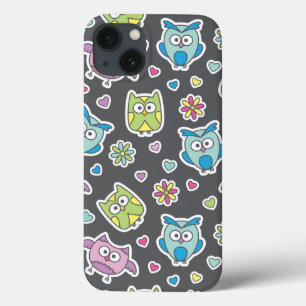 pattern of cartoon owls iPhone 13 case