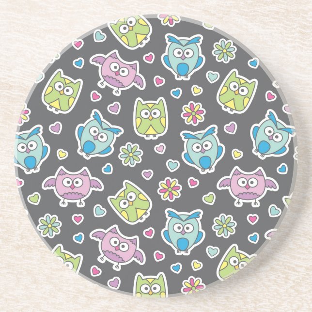 pattern of cartoon owls coaster (Front)
