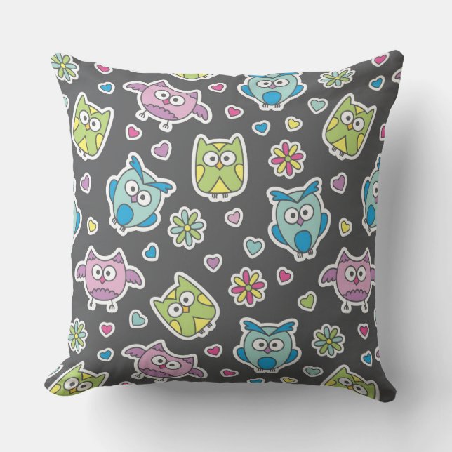 pattern of cartoon owls cushion (Front)