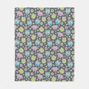 pattern of cartoon owls fleece blanket
