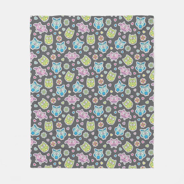 pattern of cartoon owls fleece blanket (Front)