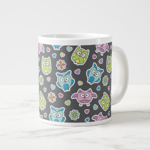 pattern of cartoon owls large coffee mug