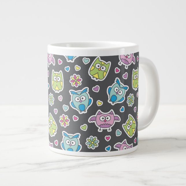 pattern of cartoon owls large coffee mug (Front Right)