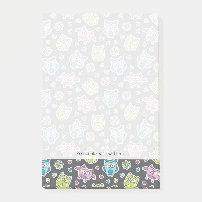 pattern of cartoon owls post-it notes (Front)