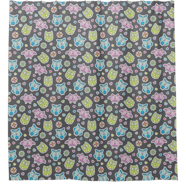 pattern of cartoon owls shower curtain (Front)