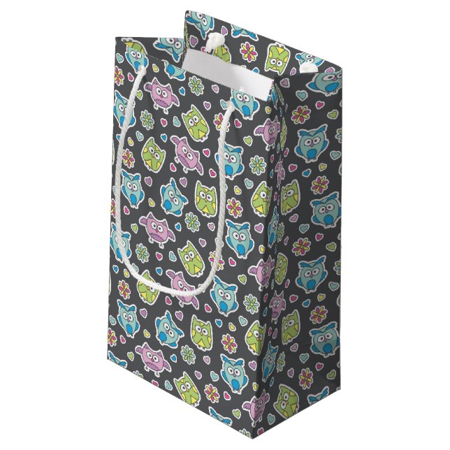 pattern of cartoon owls small gift bag (Back Angled)
