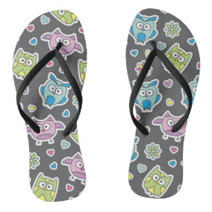 pattern of cartoon owls thongs