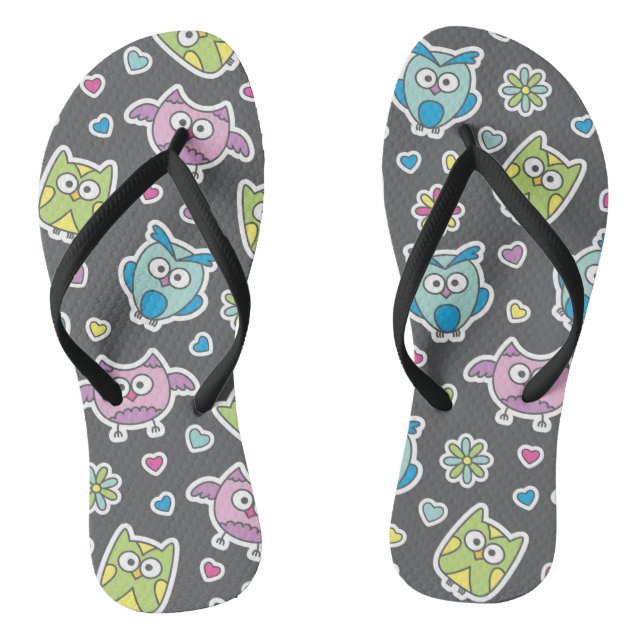 pattern of cartoon owls thongs (Footbed)