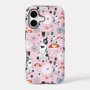 pattern of cats and flowers