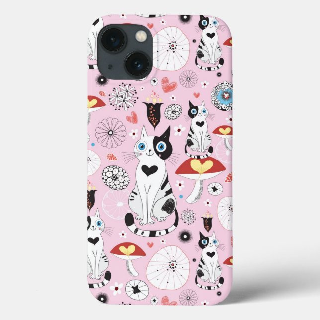 pattern of cats and flowers Case-Mate iPhone case (Back)