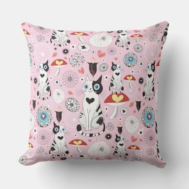 pattern of cats and flowers cushion (Front)
