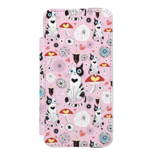 pattern of cats and flowers incipio watson™ iPhone 5 wallet case
