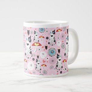 pattern of cats and flowers large coffee mug