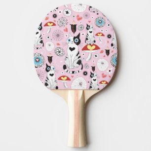 pattern of cats and flowers ping pong paddle
