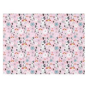 pattern of cats and flowers tablecloth