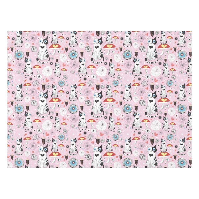 pattern of cats and flowers tablecloth (Front (Horizontal))